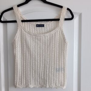 GAP Cream Textured Knit Tank Top